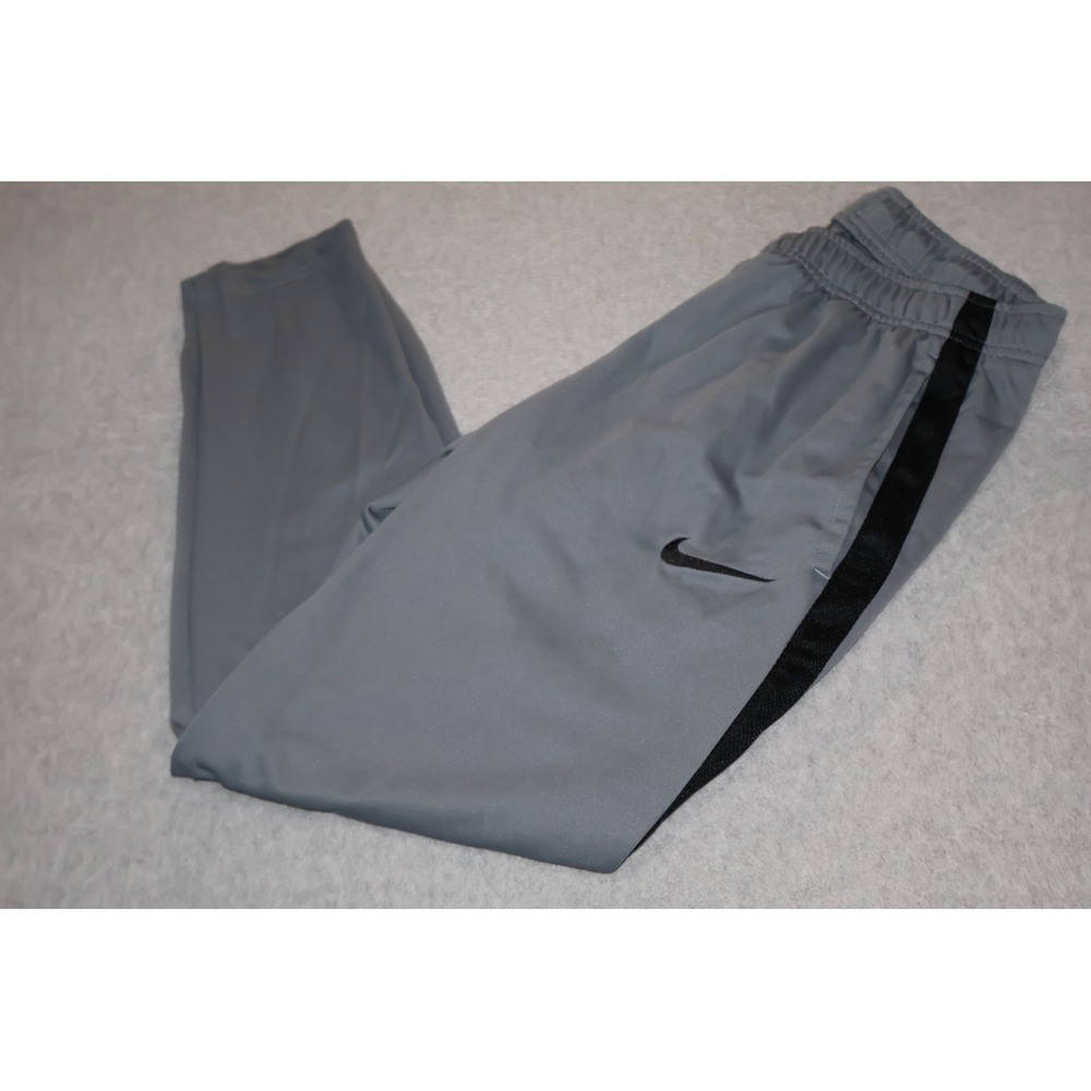 Nike Gym Pants Mens Large Gray Black Stripe Dri-FIT Soccer Training Joggers **